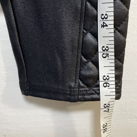 SPANX Moto Leggings Women's Medium Black Faux Leather Quilted Pull On Stretchy - Picture 5 of 9